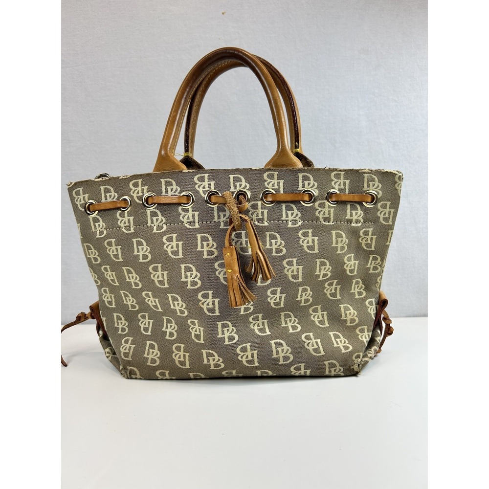 Dooney &‎ Bourke Brown Vachetta Florentine Leather Canvas Satchel Handbag READ!!